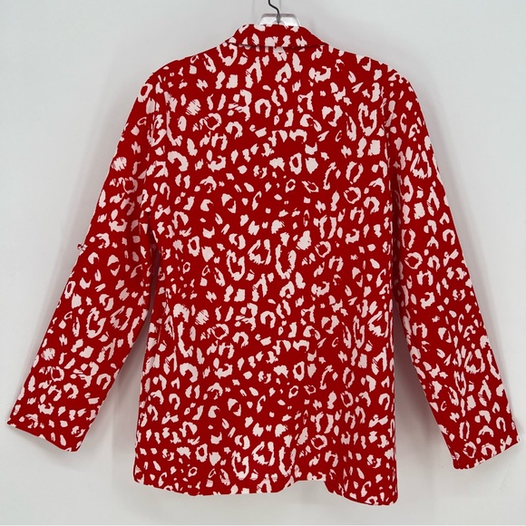 Andree By Unit Blazer Womens Small Red Cheetah Print Long Sleeve w/Roll Up Tabs - Picture 4 of 12
